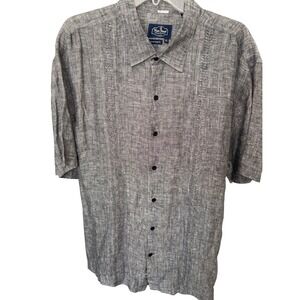 Men's National Nast 100% Linen Lixurt Embroidered Bowling style Short Sleeve XL‎